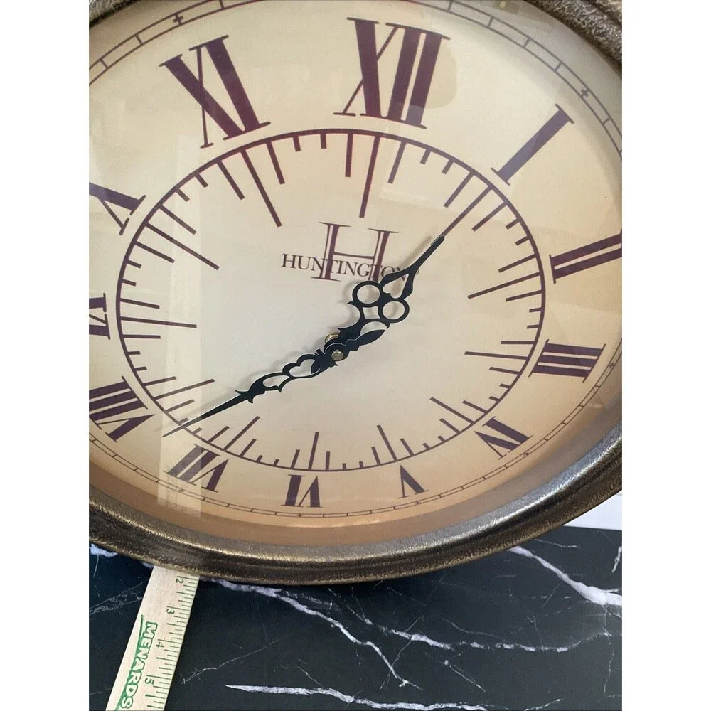 20” Wooden Deep Glass Wall Clock - Antique Style Brown Finish Wall Clock